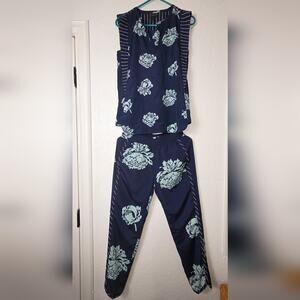 J.CREW SET - Reese Pants Womens Floral Peony Elastic Waist Pull  & V Neck Blouse